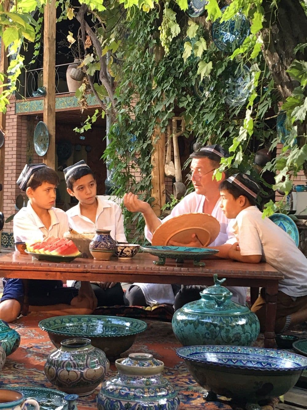 Local potter shaping clay on a wheel